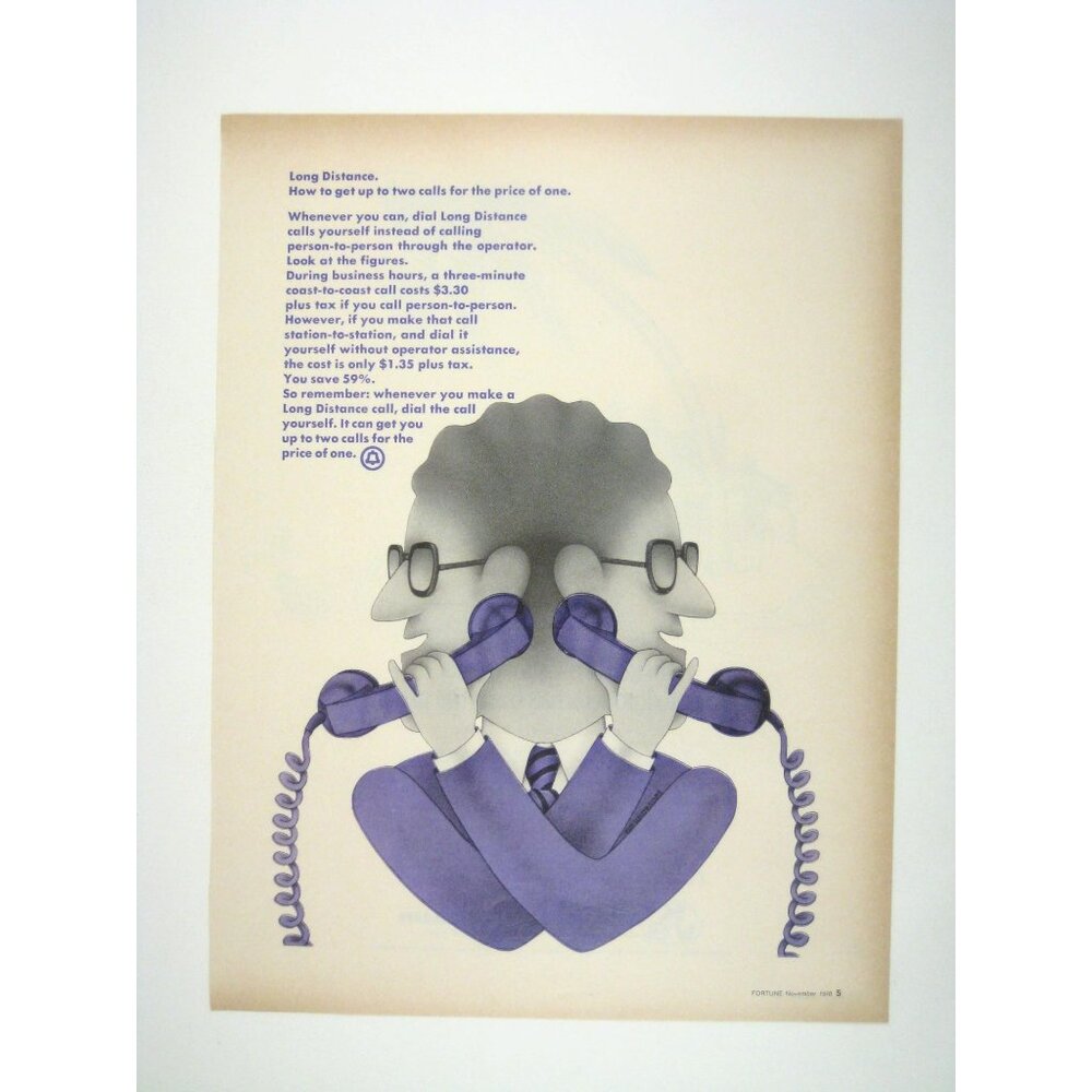 Vintage 1971 AT&T Long Distance Advertisement Print